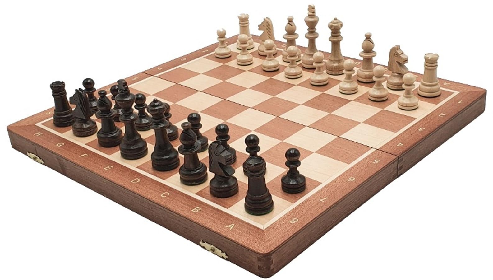 Gra w Szachy – Turniej Staunton No.4 Intarsja – składana szachownica | 38 x 38 cm | z drewna i 32 figurki szachowe Staunton 4 – Chess Set