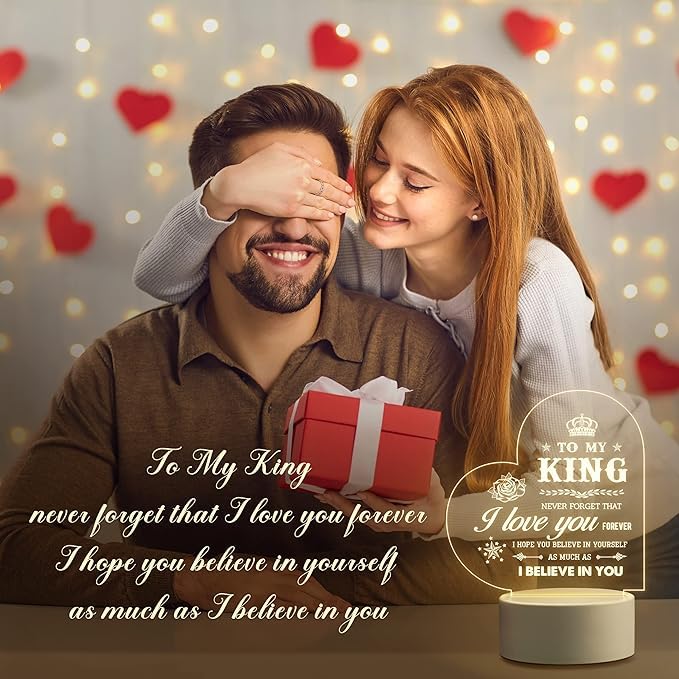 Image of Plastic LED Night Lamp Anniversary Gift For Husband - Unique Birthday Gifts For Husband Boyfriend Fiance Mens,- Valentines Gifts For Him - Wedding Marriage Day Gift For Husband, Multicolor