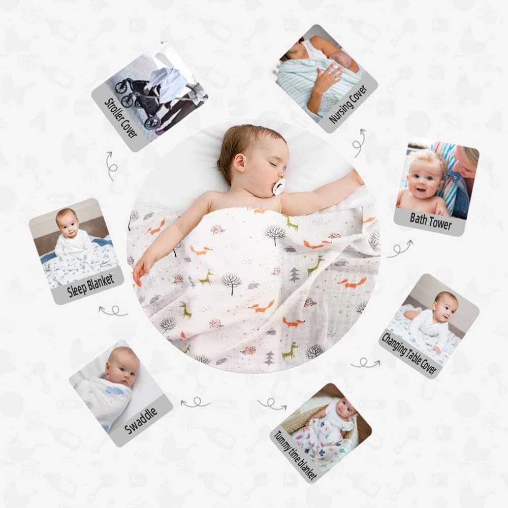 SGAVAHSG Large Muslin Cloths for Baby 120X120cm Muslin Swaddle Blankets Big Muslin Squares and Nursing Cover for Newborn Infant 47" X 47'' - Image 4