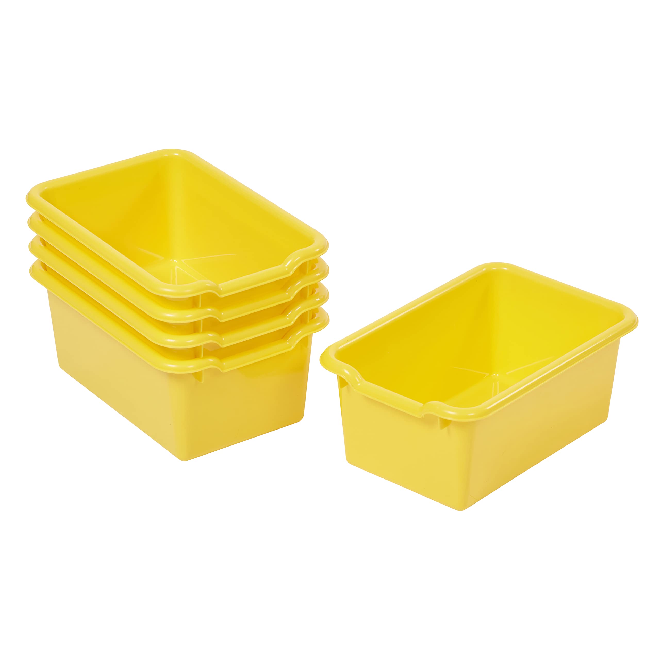 ECR4Kids Scoop Front Storage Bin, Multipurpose Organization, Yellow, 5-Piece