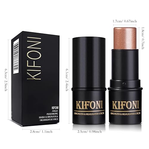 Miniatura 9 de Kit de maquillaje en barra de contorno de crema de 2 piezas, resaltador brillante y bronceador, varita de contorno de barra bronceadora, resistente