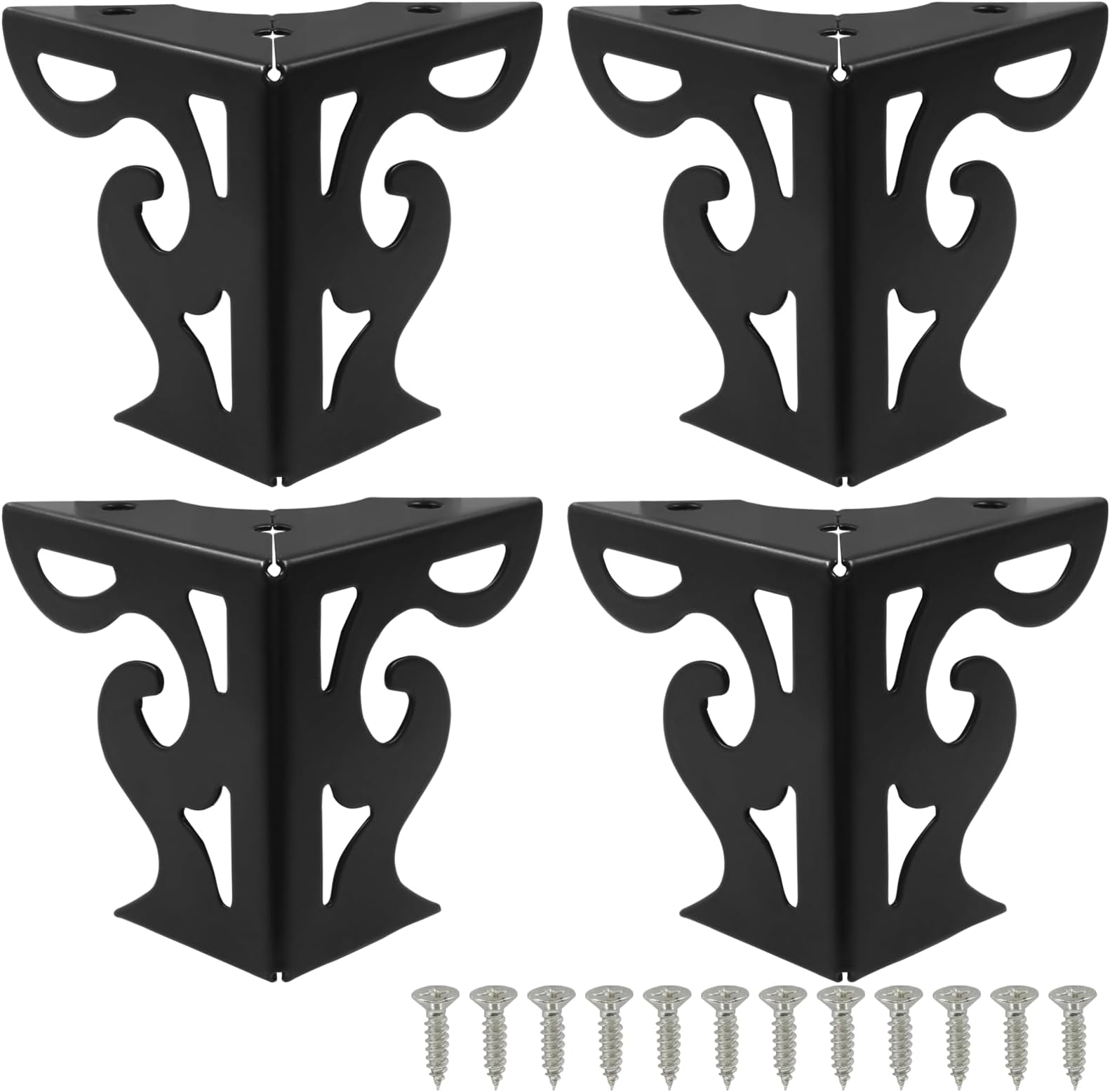 Piutouyar 3 Inch Hollow Out Furniture Legs Feet Set of 4, Black
