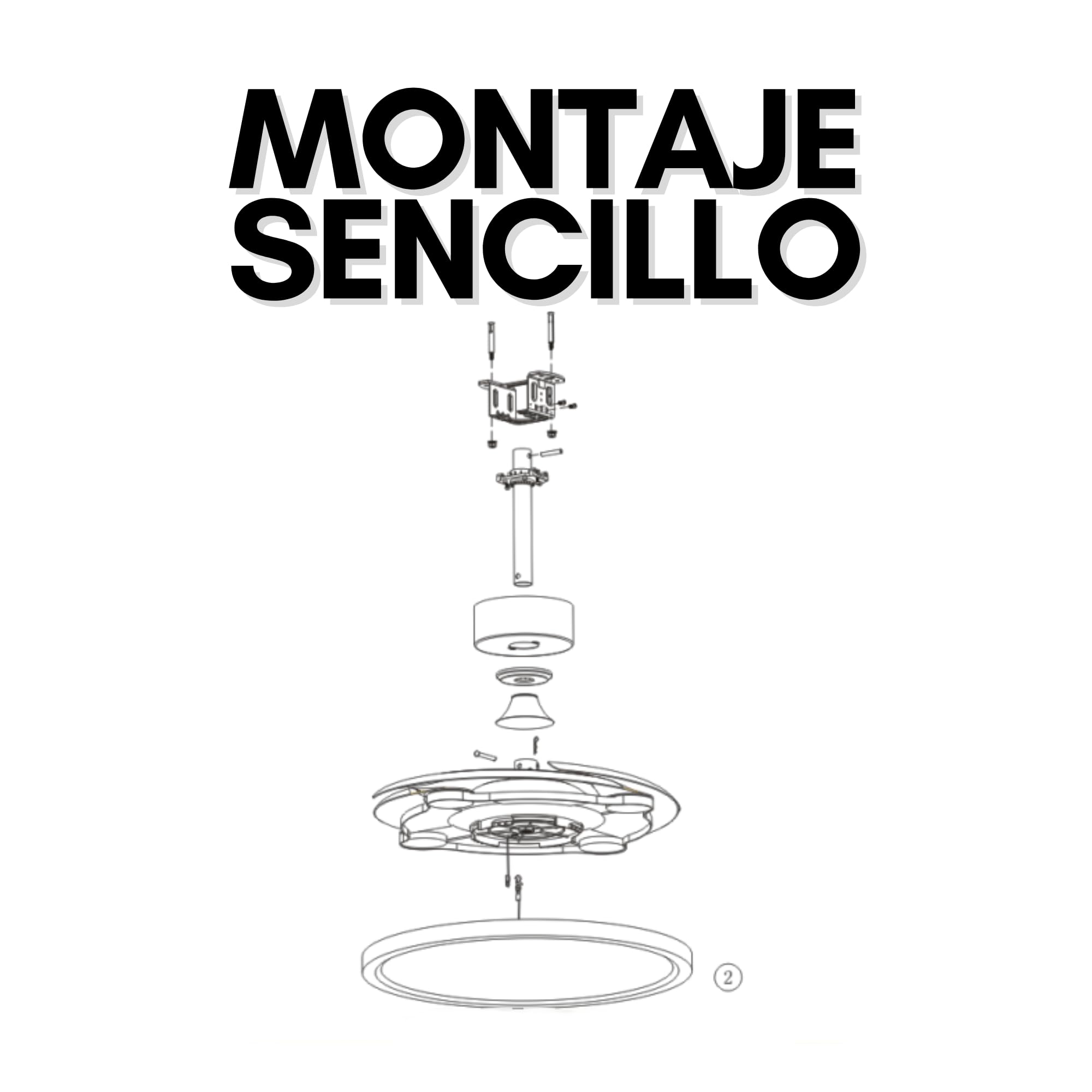 Ventilador de Techo LED Blanco con Aspas Retráctiles 36W Ultrafino, Motor DC Silencioso 26dB, 3CCT: 3000-4000-6000K, 6 Velocidades, Función verano e invierno, Mando a distancia
