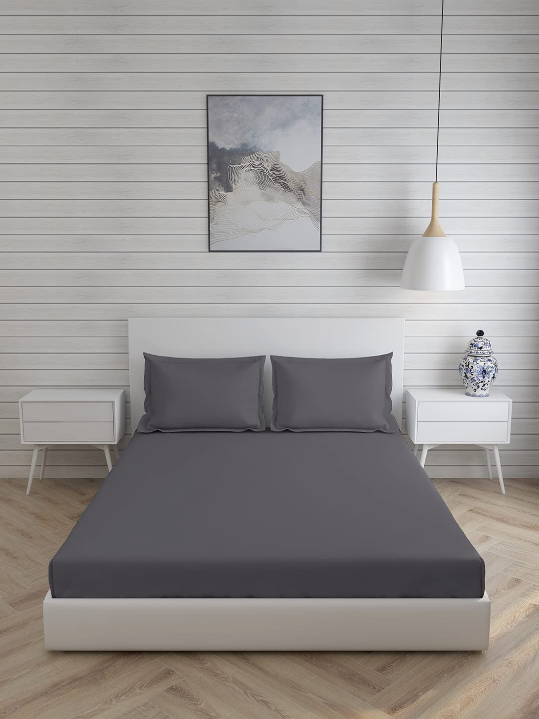 Shri Anand Creations Fast Color Solid/Plain Dark Grey Bedsheet for Double Bed with 2 Pillow Cover (B0B6GCQ5X3) Amazon Price History, Amazon Price Tracker