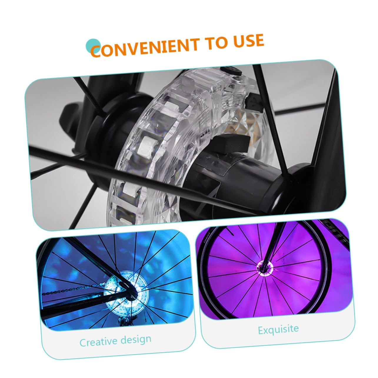 ibasenice Lumière de Roue de Vélo Décorative USB Rechargeable de Moyeu LED Étanche pour Cyclisme Installation Facile pour Amateurs de Vélo