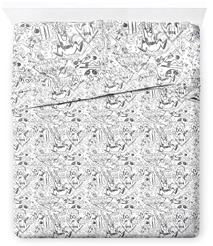 Jay Franco Marvel Deadpool Comic Sketch Queen Size Sheet Set - Super Soft 4 Piece Bedding Set - Microfiber Sheets Includes Reversible Pillow Covers