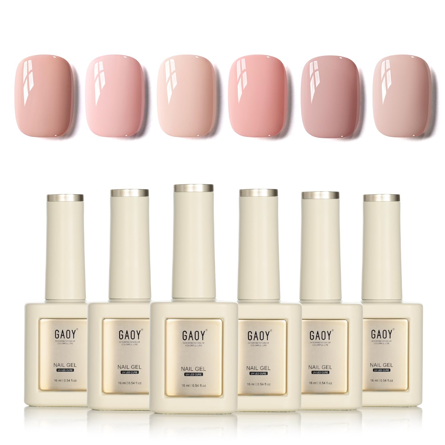 GAOY 16ml 6 Colors Pastel Pink Gel Polish Set, Baby Blush Dusty Rose Gel Nail Polish Kit, Soak Off UV Lamp Cure for Nail Art DIY and Salon, Cream Pink