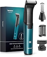 Men's Body Shaver 2 in 1, kensen IPX6 Waterproof Male Body Epilator for Beard, Armpits, Chest, Legs and Genitals with LED Display, Adjustable Limit Comb (1-10 mm), Green