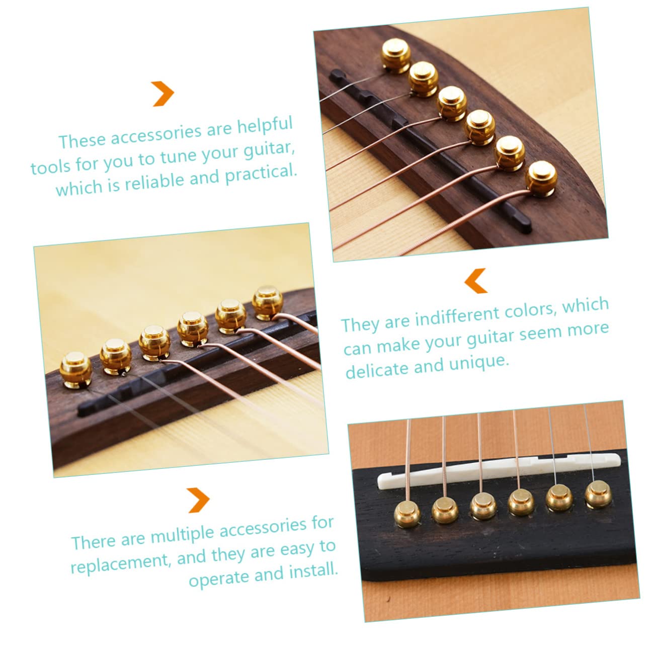 HEMOTON 5 Set Di Piroli Di Accordatura in Ottone Per Chitarra Acustica/elettrica Accessori Per Perni Di Corda 12 Pezzi*5