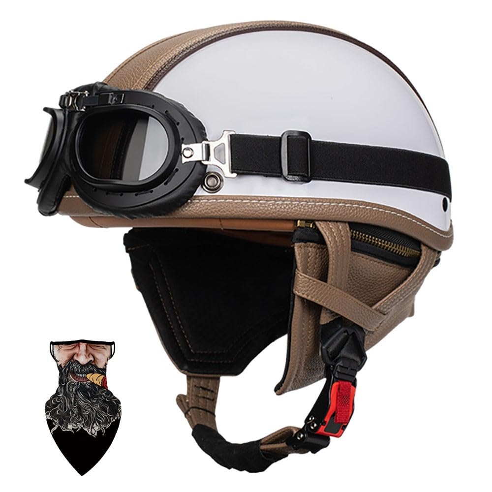 Casque de Moto Demi-Jet Homologué ECE avec ABS Antichoc - Intérieur Détachable en Suédine et Col Amovible | Couche EPS Haute Densité, Fermeture Rapide pour Homme et Femme