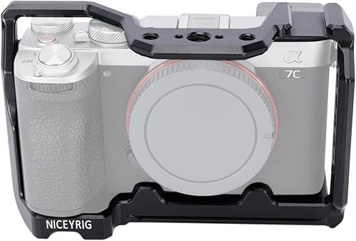 NICEYRIG Jaula de aluminio para Sony Alpha A7C, con 14 38 rosca NATO Rail Cold Shoe - 419