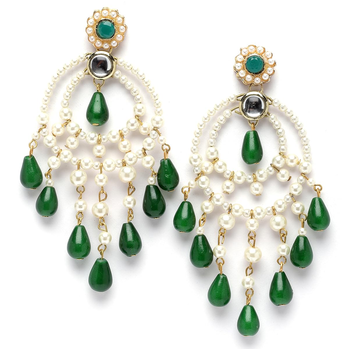 Karatcart Gold Plated Green Bead Kundan Drop Earrings for Women (B0CFXLFG4P) Amazon Price History, Amazon Price Tracker