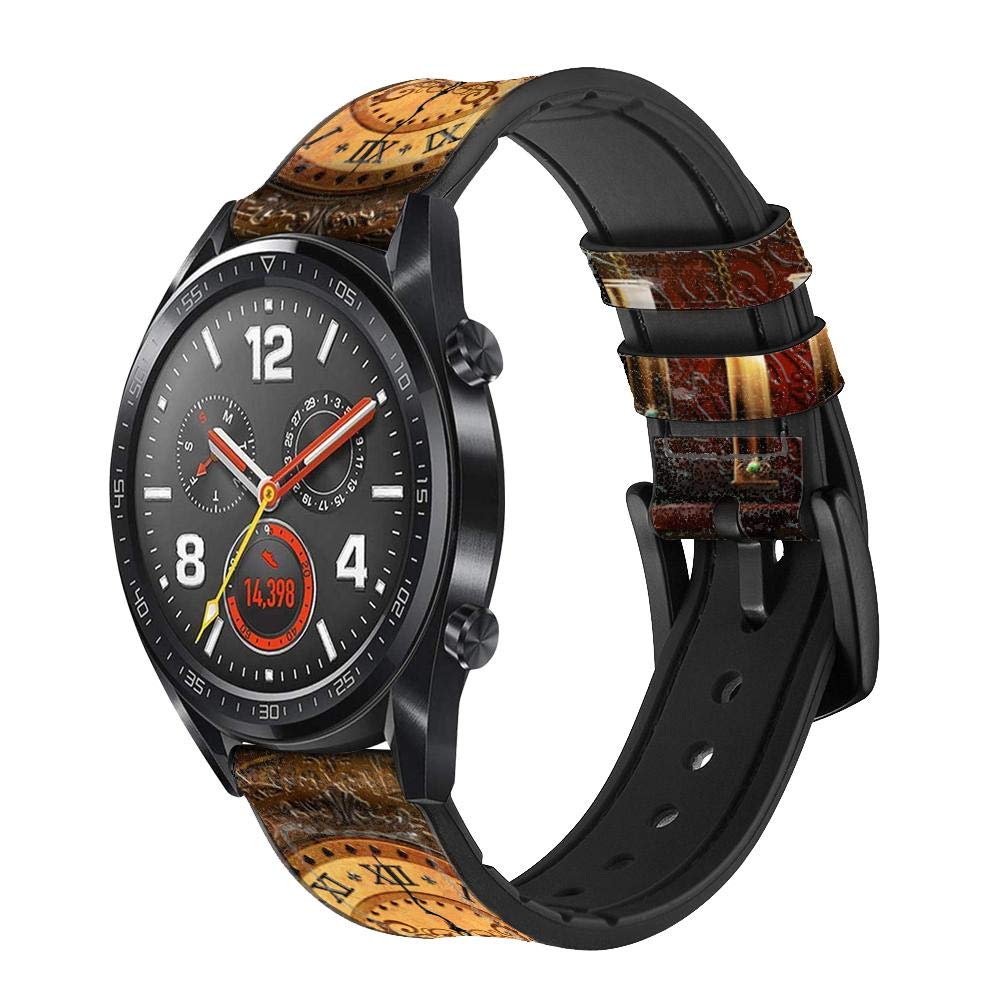Grandfather Clock Bracelet de Montre Intelligente en Cuir et Silicone pour Wristwatch Smartwatch Smart Watch Taille (22mm)