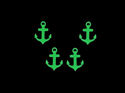 NAUTICAL BOAT ANCHORS ~ Glow In The Dark Waterproof Vinyl Sticker Decals ~ Set of 4 ~ for Cell Vehicle Truck Night Light Wall Seat Work Backpack