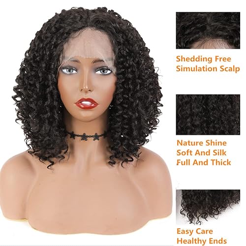 Miniatura 9 de SOKU Pelucas sintéticas onduladas con encaje frontal de 22 pulgadas, peluca ondulada con pelo de bebé, color marrón degradado, sin pegamento,