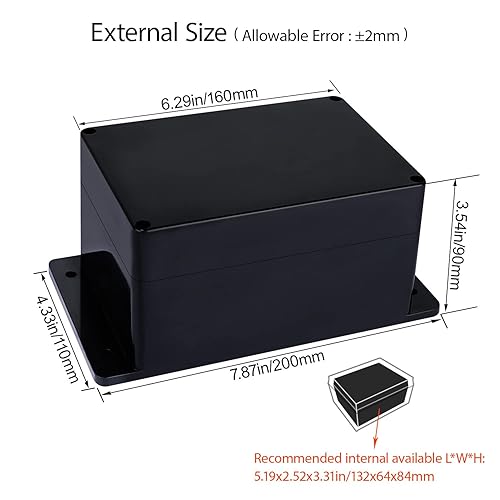 Miniatura 69 de Caja de conexiones impermeable a prueba de polvo IP65 ABS plástico universal para proyectos eléctricos, carcasa negra con oreja fija