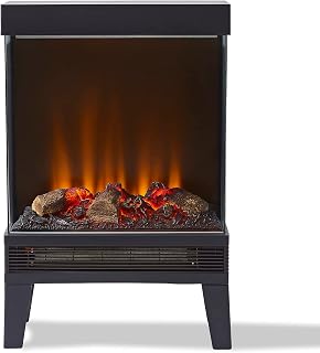 Warmlite WL46041 2KW Moray Log Fire Stove with a Panoramic Window, 2 Heat Settings, Grey