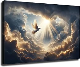 christian art Holy Spirit Dove Wall Art Poster Canvas Painting Picture Printing Living Room Bedroom Decoration Framed (8x12inch-Framed)