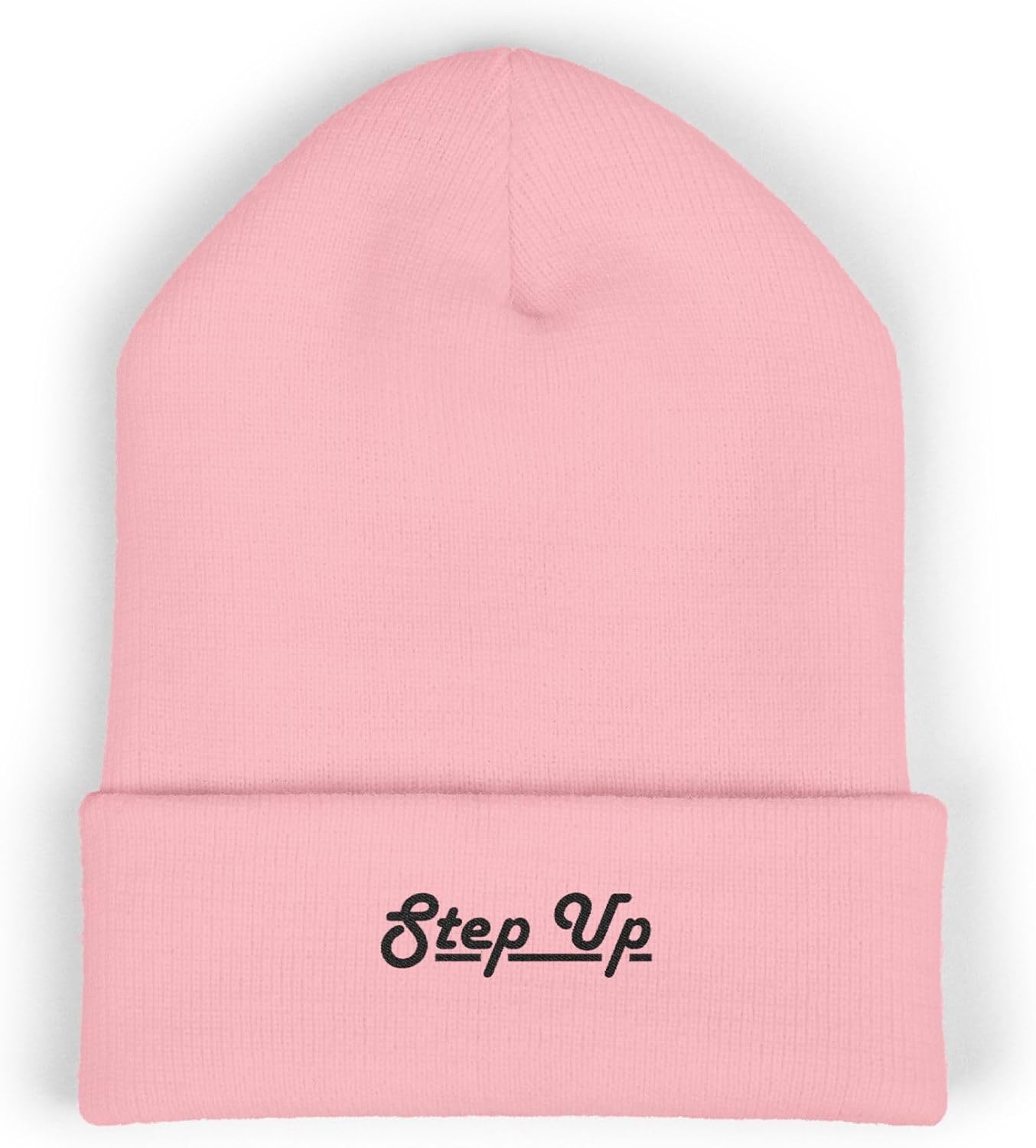 Premium Classic Cuffed Beanie Hat with 'Step Up' Embroidery Message