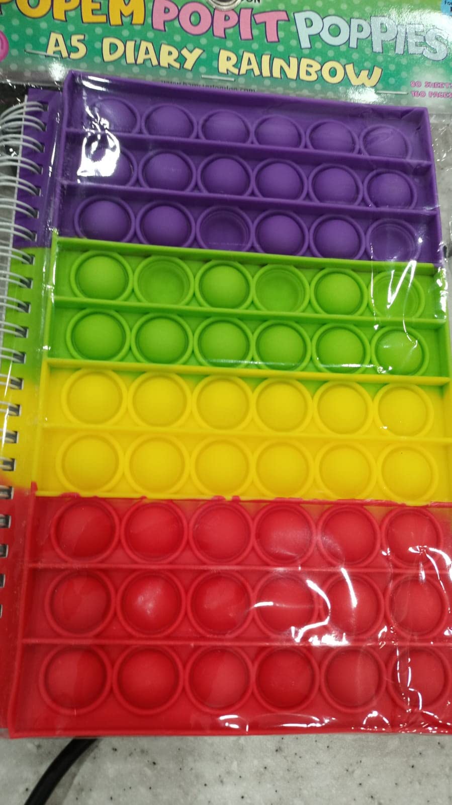HAMSTER London Popit Diary Pop it Notebook Popup Stress relief toy while doing homework Push it bubble toy for Kids Stylish Gift Return Gift for Kids for all age group (Rainbow)