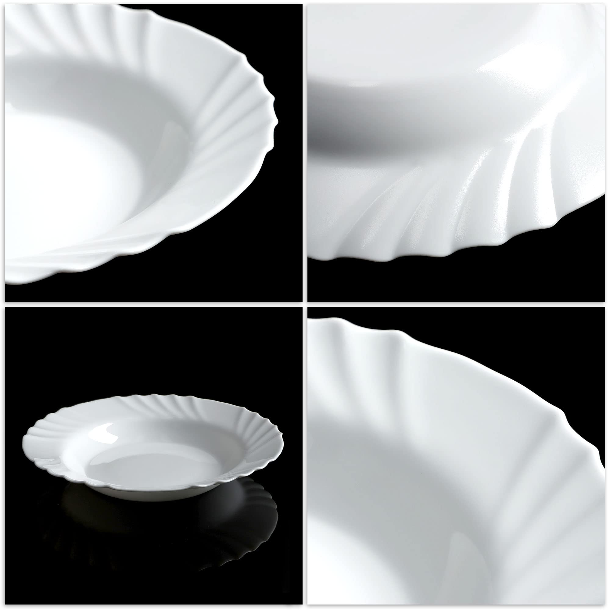 KADAX Zestaw 3 szt. talerzy głębokich z hartowanego szkła, białe, Ø 23 cm, minimalistyczne do zupy i pasty - trwałe i łatwe w czyszczeniu