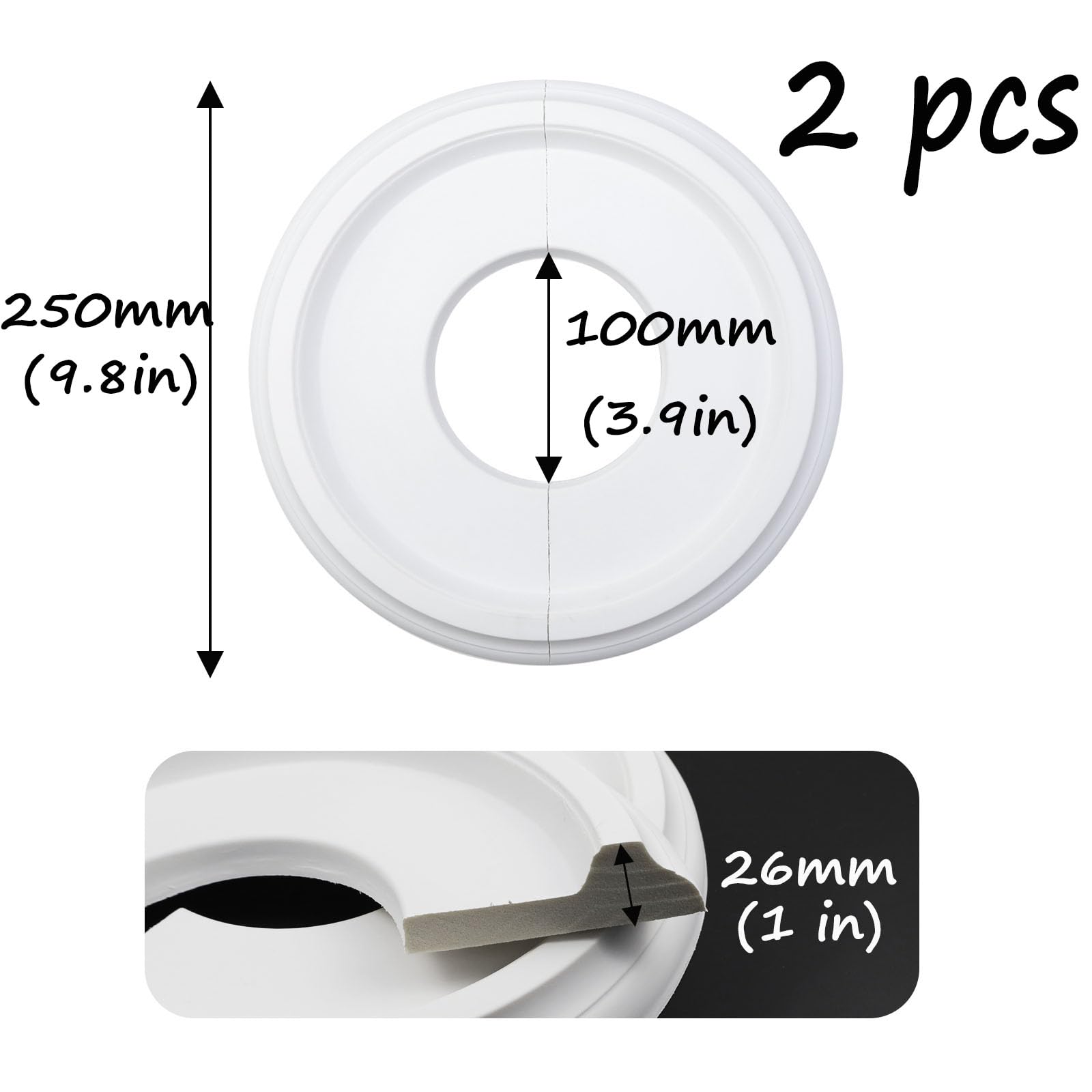 PU Ceiling Medallions - 2 Pack, 10 Inch -2 PU Ceiling Medallions - 2 Pack, 10 Inch -2