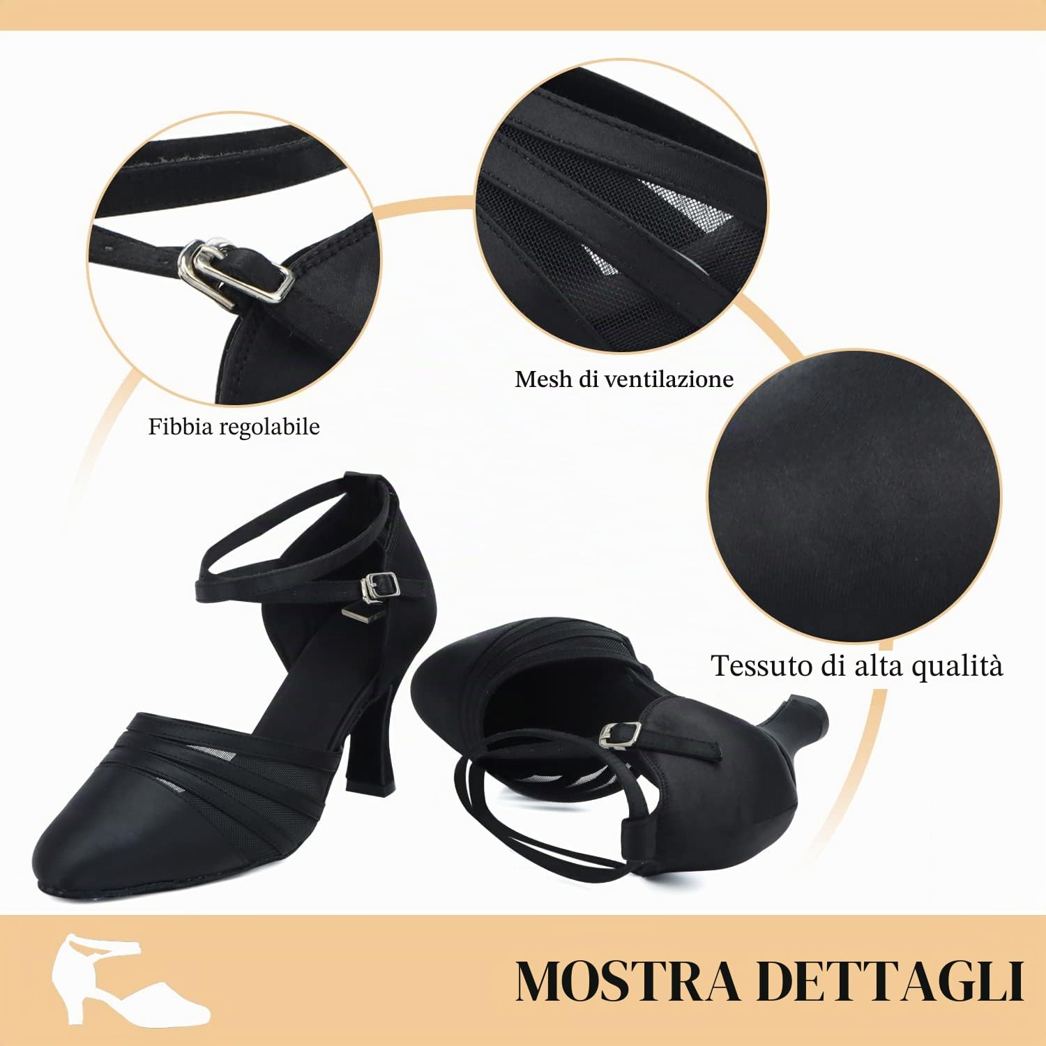 Scarpe da Ballo Latino da Donna Raso Scarpe da Ballo Salsa Tango Valzer da Sala