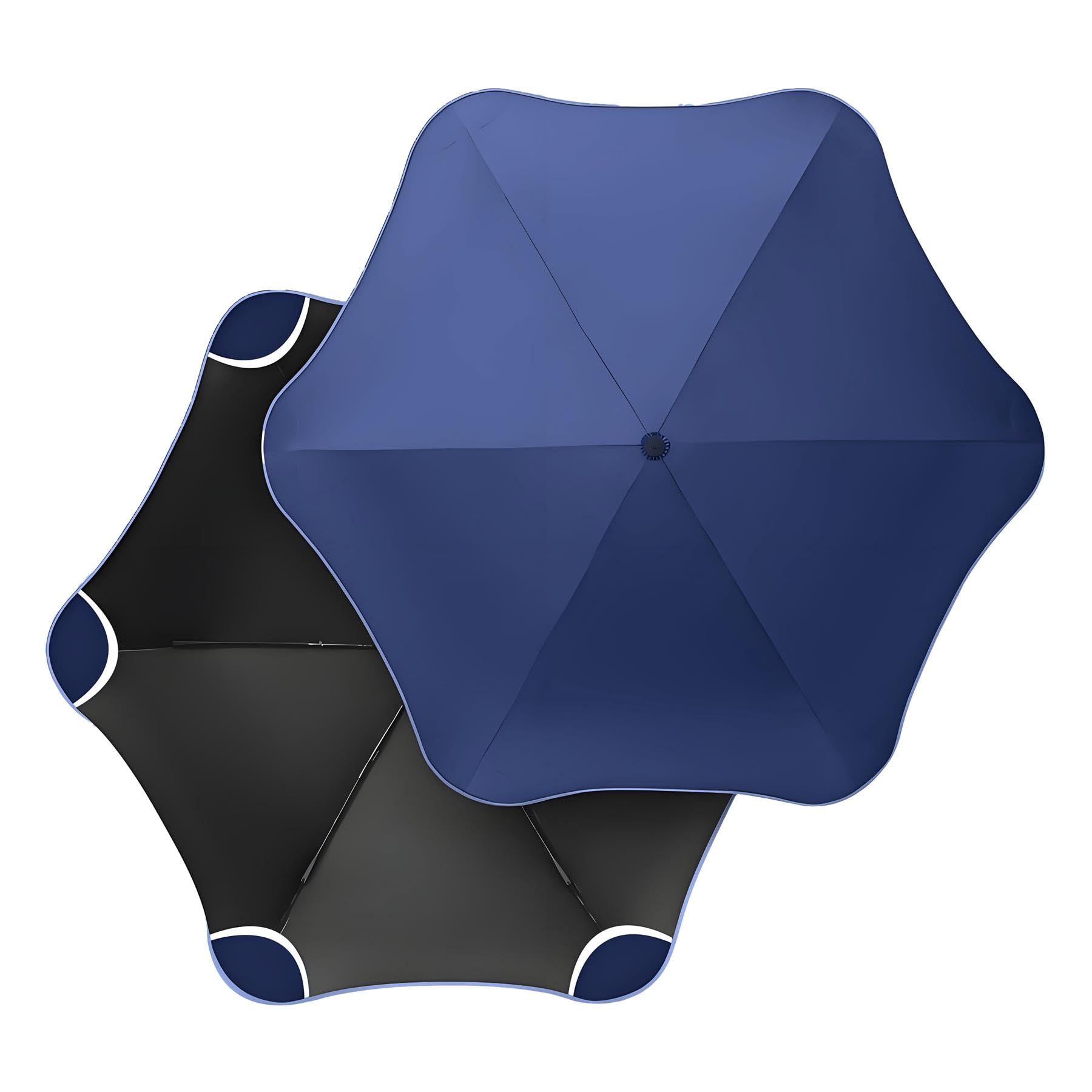 A2Z Women Walking Stick Umbrella Hexagonal Canopy Lightweight Fibreglass Frame Water Repellent - Umbrella Rounded Edge Navy