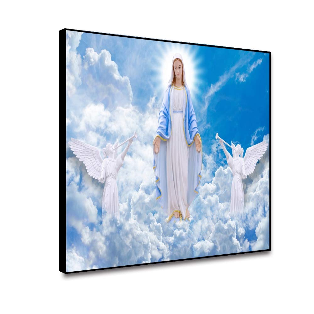 Buy Leowefowa Virgin Mary with Holy Light Canvas Wall Art Prints Framed