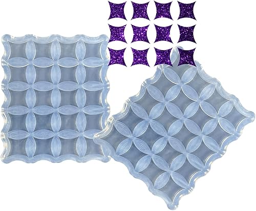 AMZTOART 2 piezas de mini aretes geométricos súper brillantes de silicona, resina UV, aretes de manualidades epoxi, molde de chocolate para pasteles