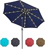 Tempera Solar Patio Umbrella 40 LED Lighted Outdoor Umbrella Table Market Umbrella with Push Button Tilt and Crank, Solar Umbrella with Sturdy Pole&Fade Resistant Canopy, Easy to Set