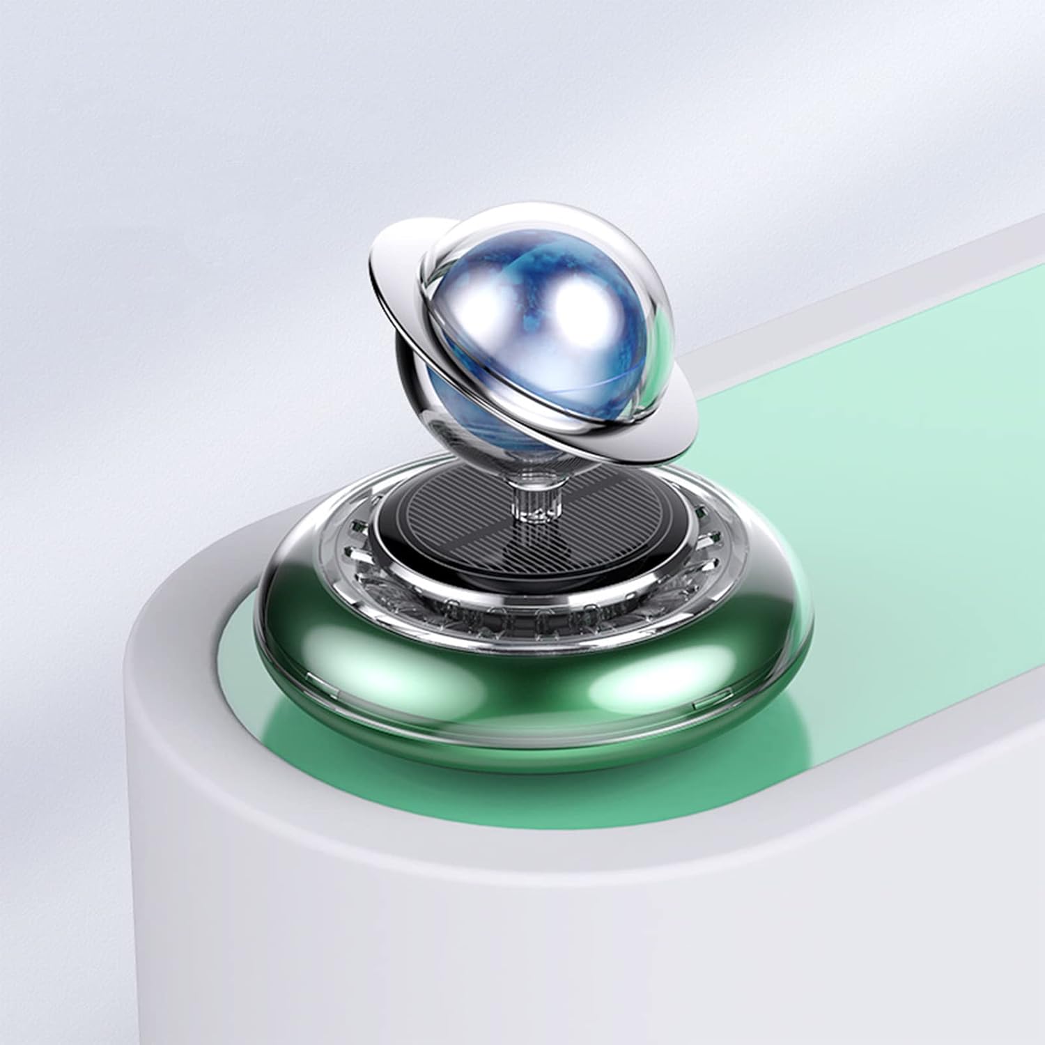 Car Air Fresheners Alloy Solar Energy Rotating Car Diffuser Planet Car Perfume with Long-lasting Aromatherapy Pad Car Decoration Interior Accessories For Car Home Office (Blue)