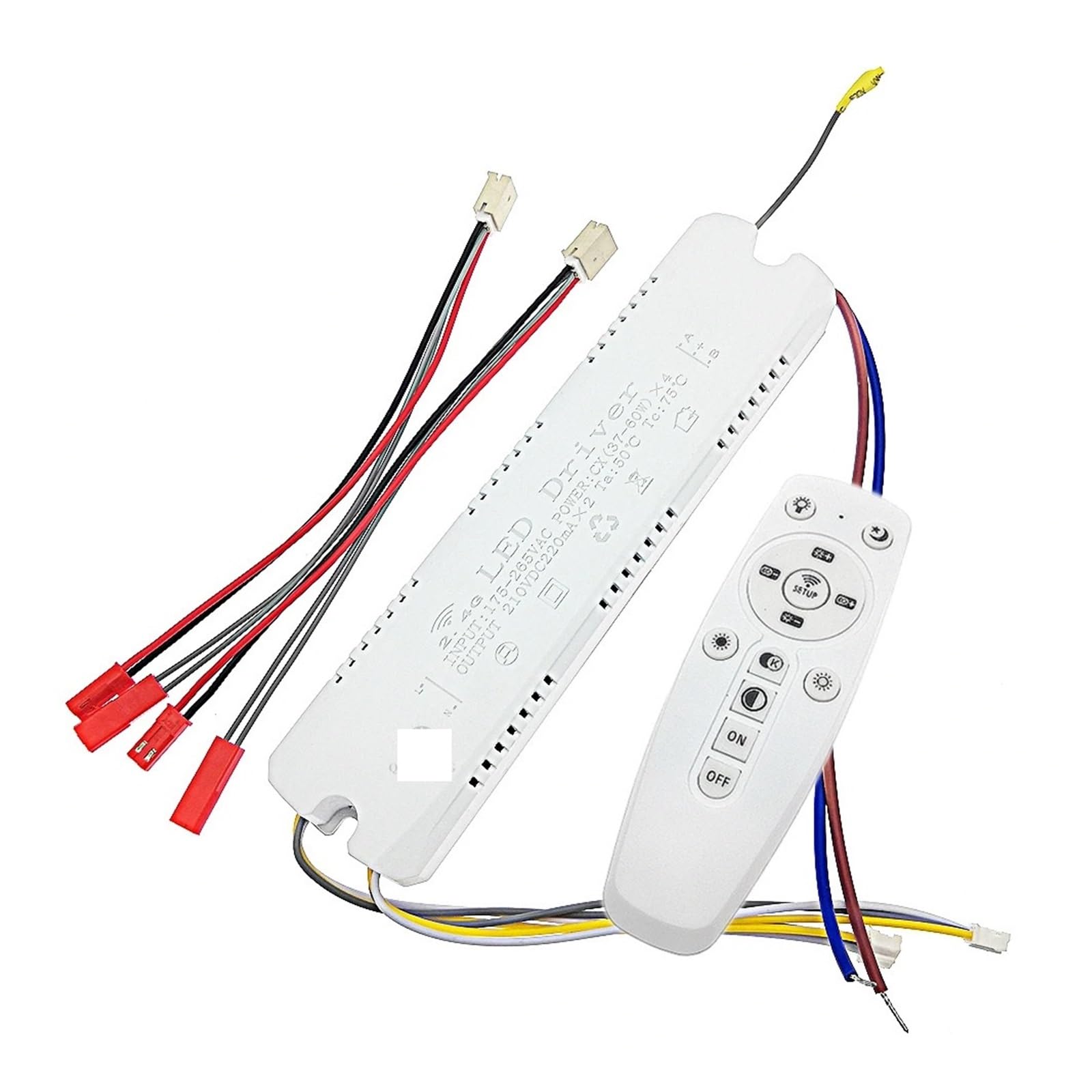 Driver LED Intelligente 2.4G Trasformatore for lampadario Controllo remoto + App Alimentatore dimmerabile for plafoniera a Nastro Bicolore x2(2pin-(37-60w) x4)