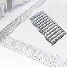 Stainless Steel Channel Drain Grate Cover, Outside Metal Channel Trench Drain Covers, Yard Garden Fence Sewer Drainage Grates15x30 cm/5.9x11.8 in