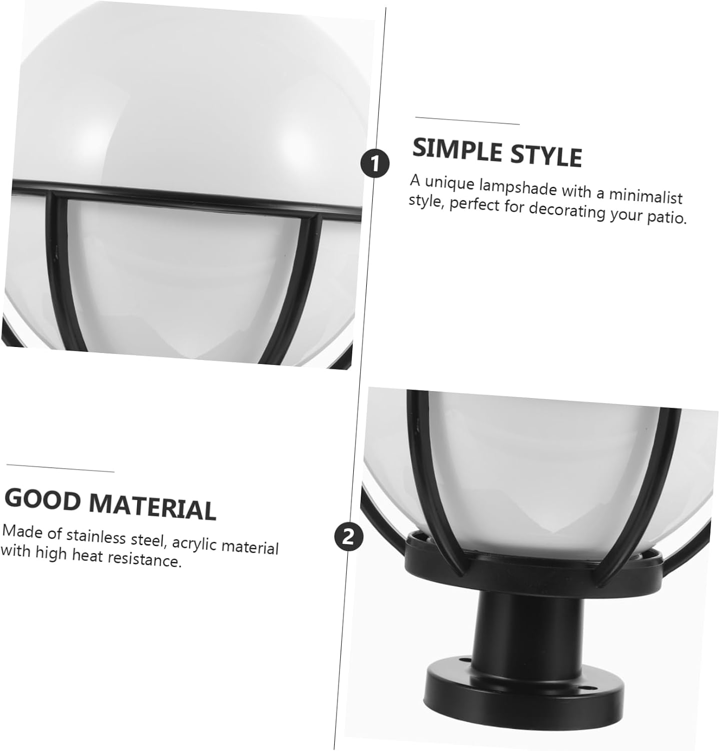 Milisten Acrylic Globe Lamp Shade for Outdoor Lighting Fixture Decorative Post Light Cover Base Suitable for Garden and Patio Use Replacement Globe Lampshade Weather Resistant Design