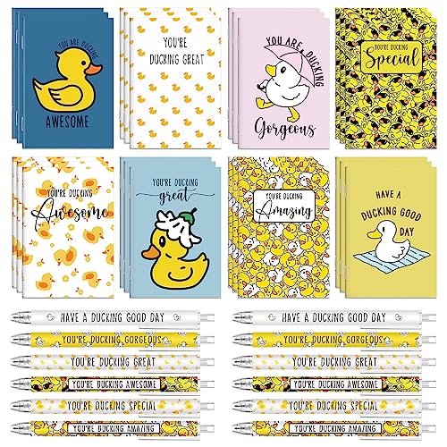 Kosiz 24 Set Employee Appreciation Gifts Duck Pens Duck Pocket Notebooks
