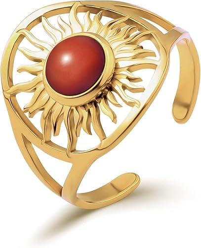 Anillo de estrella del norte para mujer, anillos de oro bohemio para mujer, anillos ajustables vintage para nudillos, anillo de sol bohemio, anillo