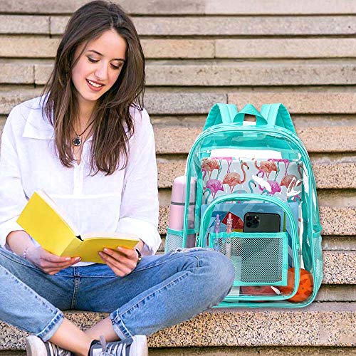 Clear Backpack, Heavy Duty PVC Transparent Bookbag, Waterproof See Through Backpacks for Women - Green2