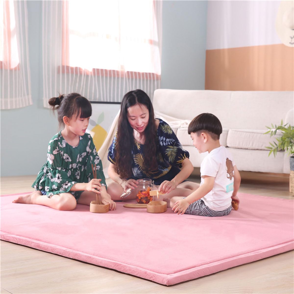 Tappeti e Scendiletto per Bambini, Tappeto Bimbi Lavabile, Tappeto Salotto Tatami, in Diversi Colori e Misure-Olive Green-120 * 150cm