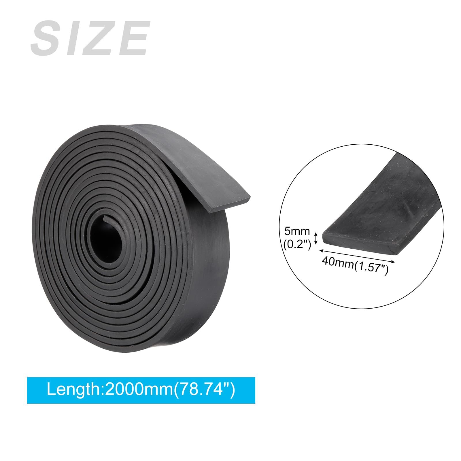 METALLIXITY Solid Rubber Strips (78.74" L x 1.57" W x 0.2" T) 1Pcs, Rubber Neoprene Sheet Rolls - Image 2