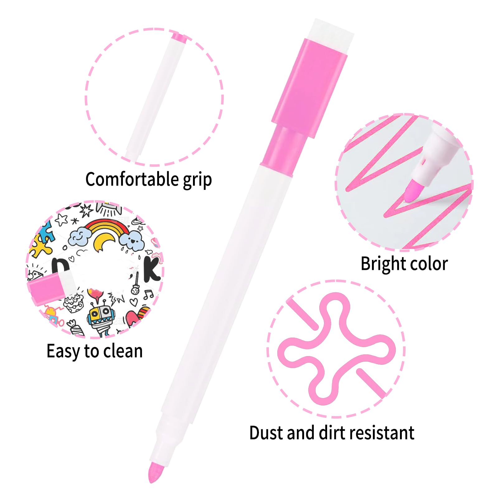 12 Pennarelli Per Lavagna Bianca Magnetica - Cancellabili, Con Cancellino Integrato, Colori Assortiti - Foto 6