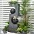 SERBILHOME Water Fountain Outdoor Garden 46.05'' Tall Fountains with Lights, Sphere Waterfall Feature for Patio Yard Pool Outside Decor,Grey