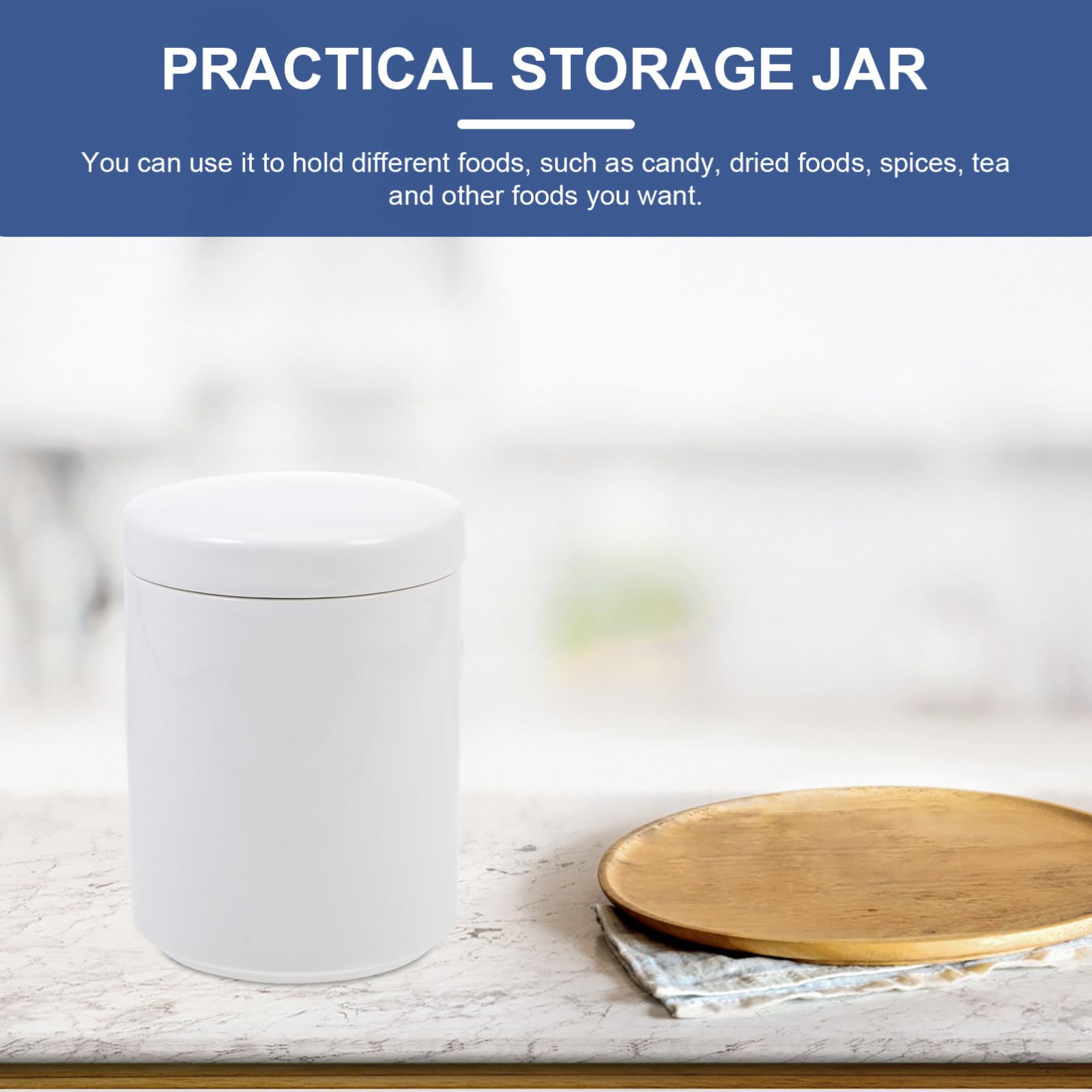 Barattolo da 650ml in Ceramica Bianca di Stoccaggio Ermetico Design Nordico Semplice Coperchio Sigillato per Tè e Alimenti Secchi la Casa