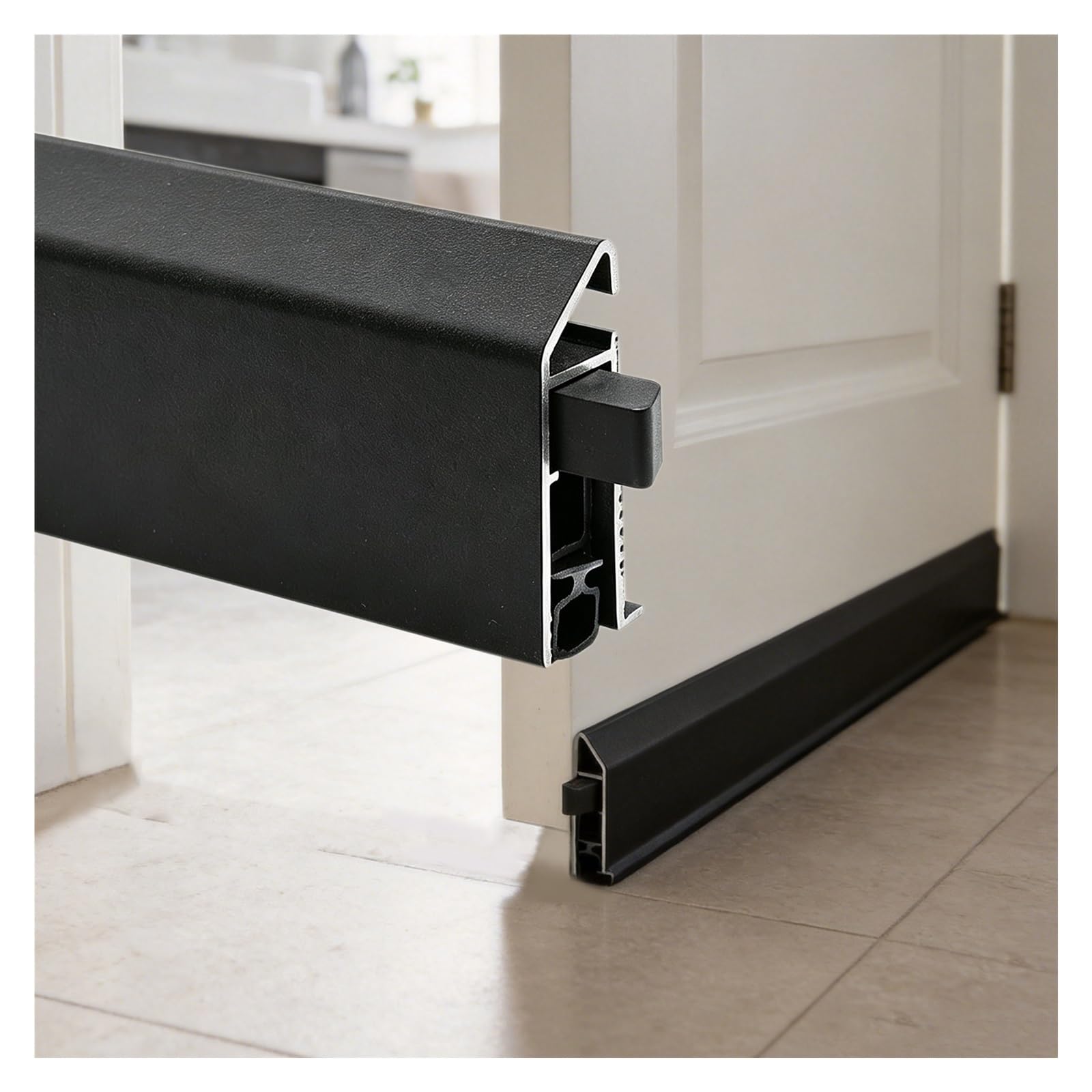 Automatyczna uszczelka dolna drzwi ze stopu aluminium | Wielokolorowe wiele rozmiarów dla ogranicznika przeciągu drzwi(Black,60cm/24in)