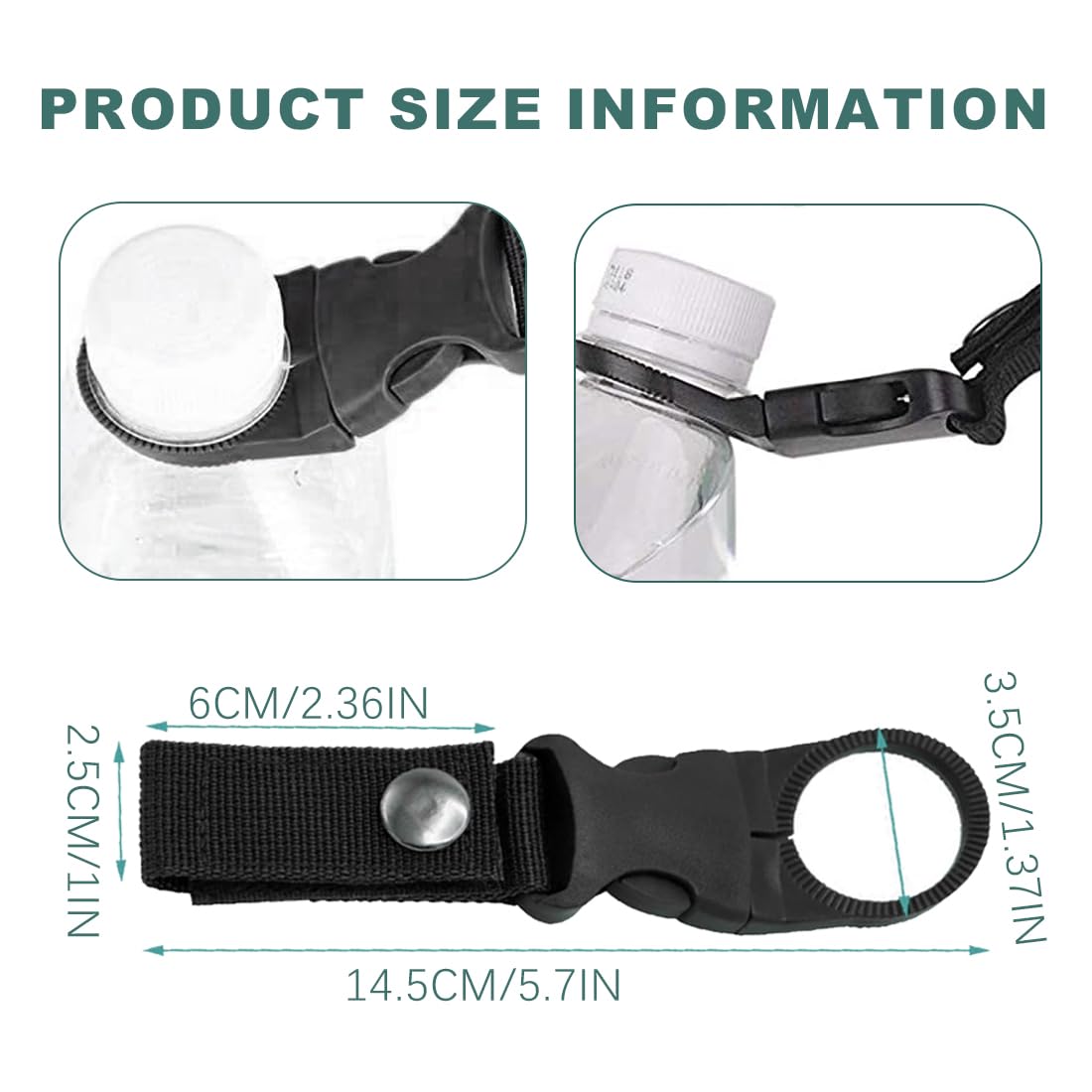 Porte-bouteille Ceinture 3 Nylon – Clip Bouteille D’eau Avec Mousqueton Et Anneau Silicone – Randonnée Camping Voyage