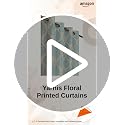 Image of Yarnis Floral Printed Light-Filtering Curtains 7 Feet Long for Door Living Room, Aqua Blue, Parda, 1 Piece