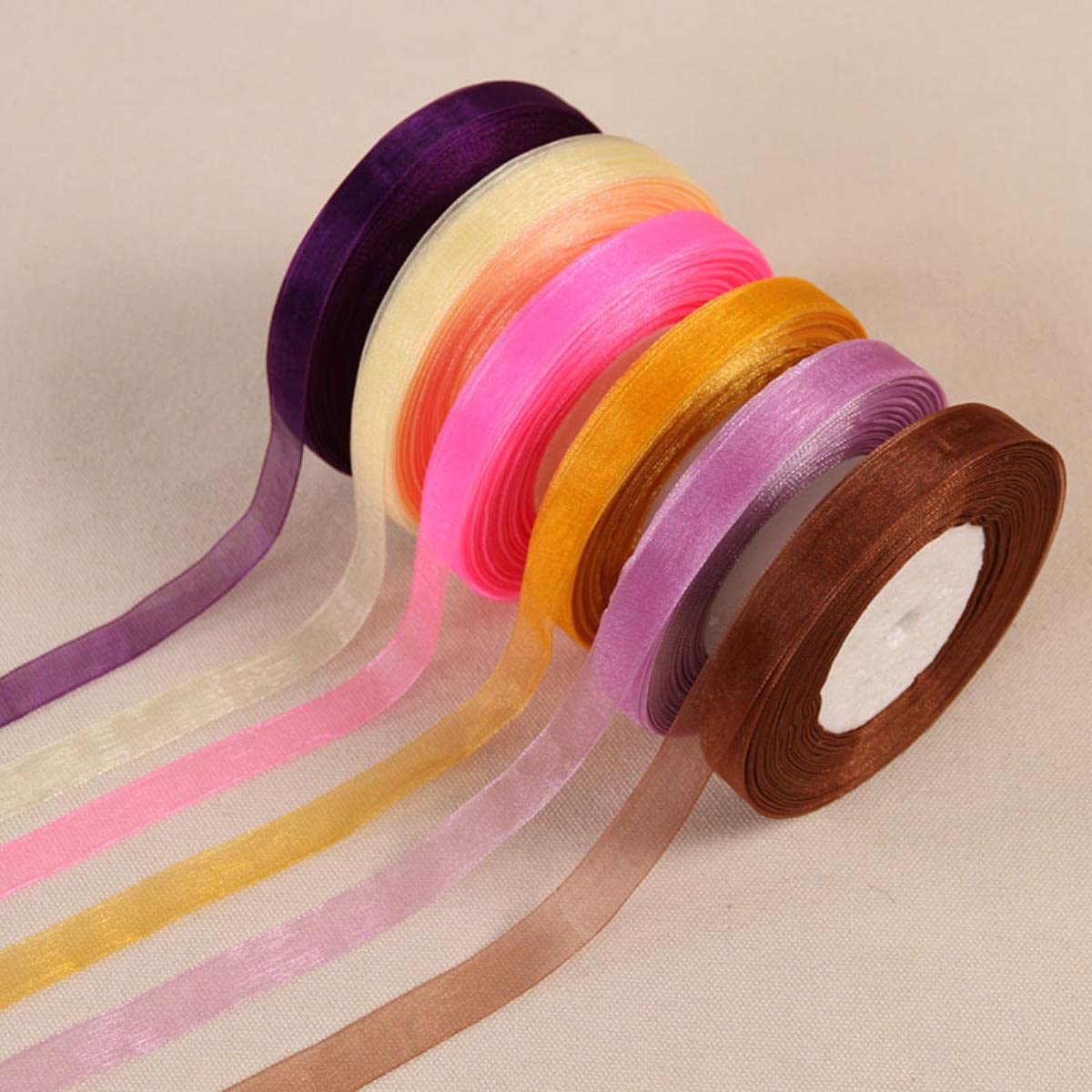 CCXGRFT (45 Metri/Rotolo) Nastro di Organza Confezione Regalo Decorazione di Natale Nastri di Seta Tessuto di Pizzo Artigianato Fai da Te 12mm-50mm-jiang Verde, 20mm Organza