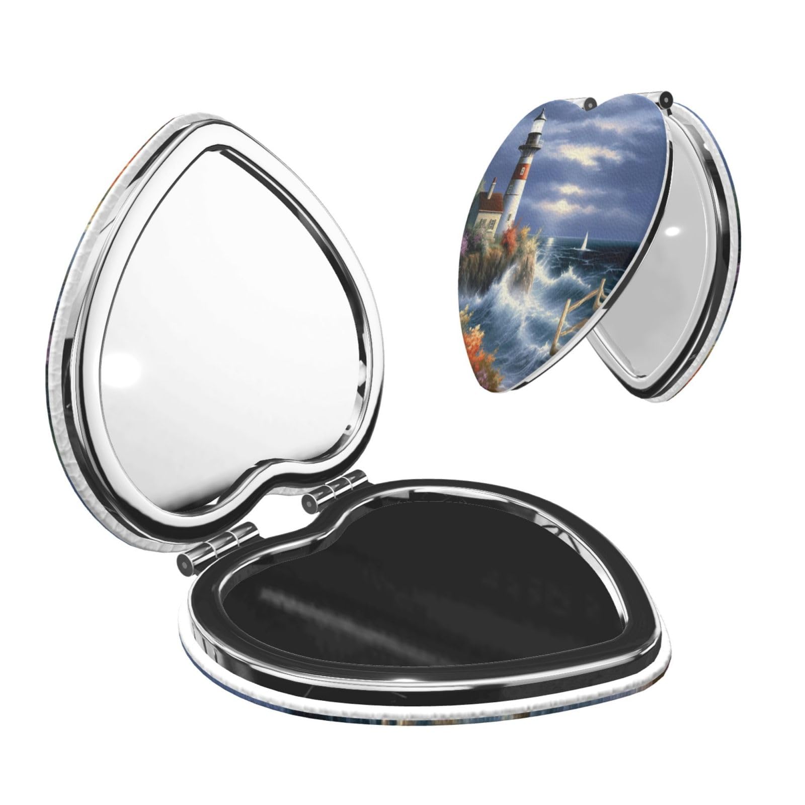 DWVTSLH Lighthouse Diamond Painting Compact Mirror for Purse, Double-Sided 2X/1X Magnifying Mirror for Women Men, Travel Makeup Mirror for Handbag, Handheld Vanity Mirror for Gift