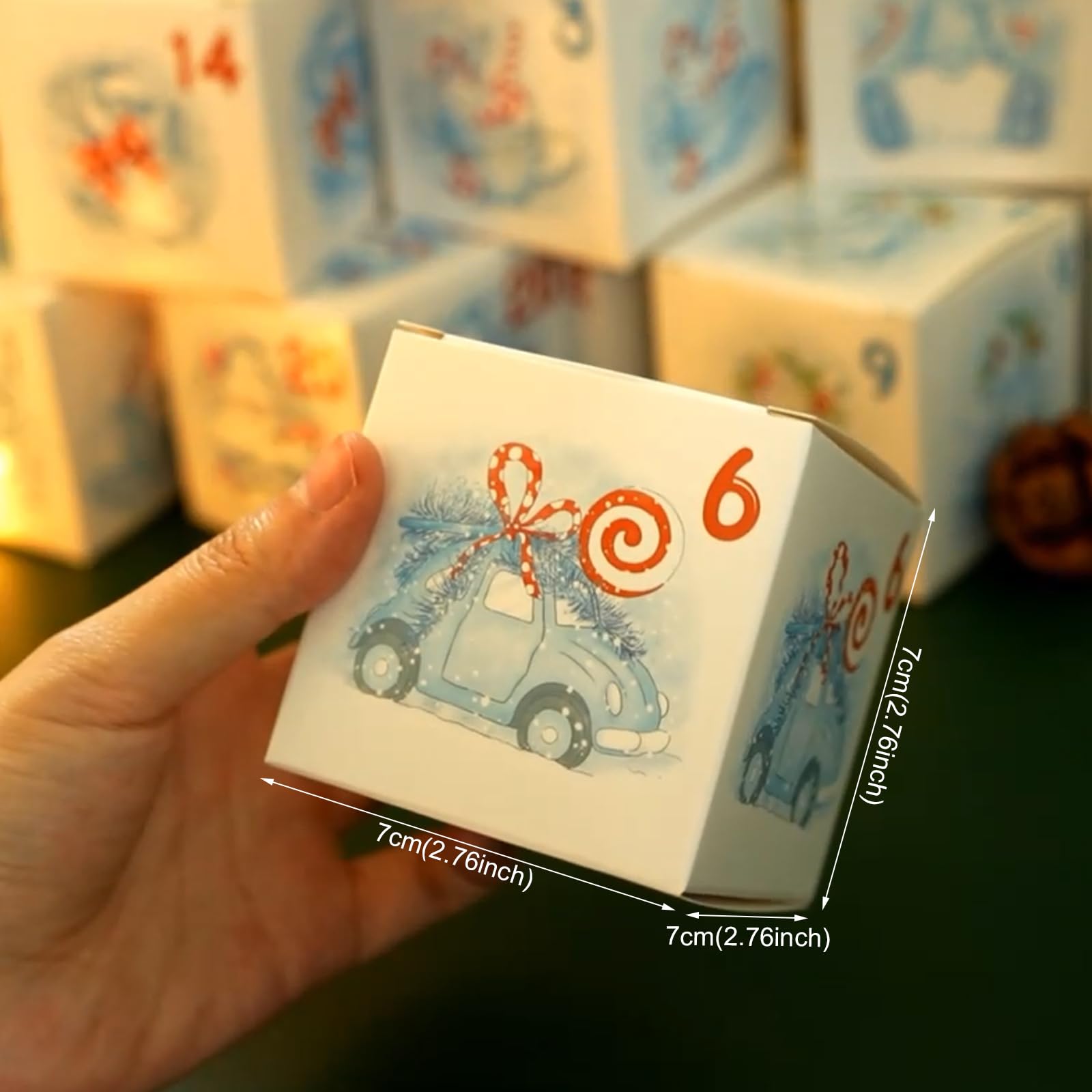 24 Sachets Calendrier de l'Avent Noël 2022 avec Pinces Clips Bois et