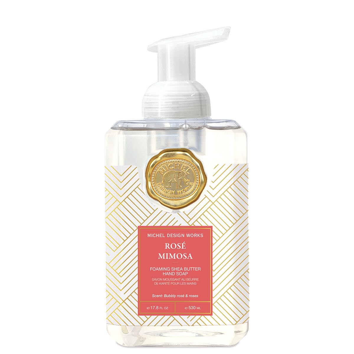 Michel Design Works Foaming Hand Soap, Rosé Mimosa, Beautiful Square Container with Pump